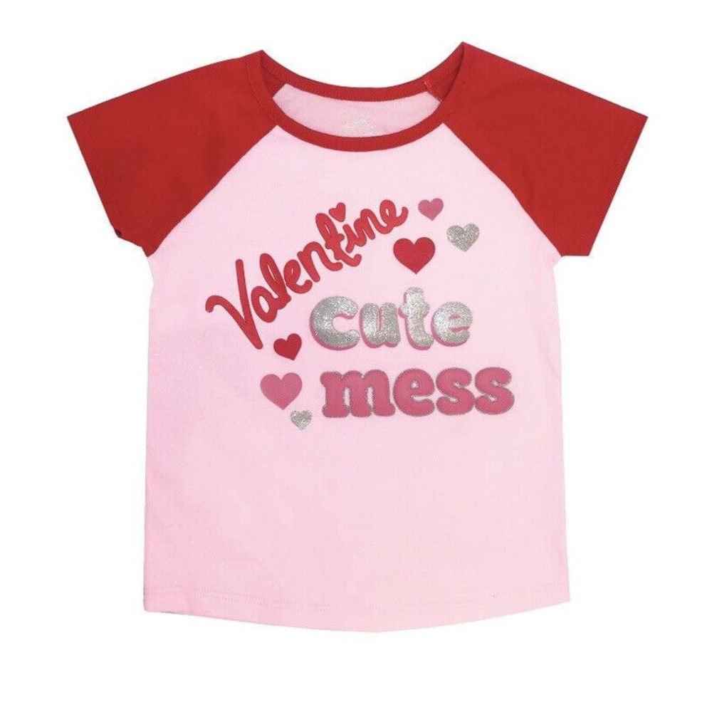 Way to Celebrate Toddler Girls' Valentine's Day "Cute Mess" Short Sleeve Tee 2T